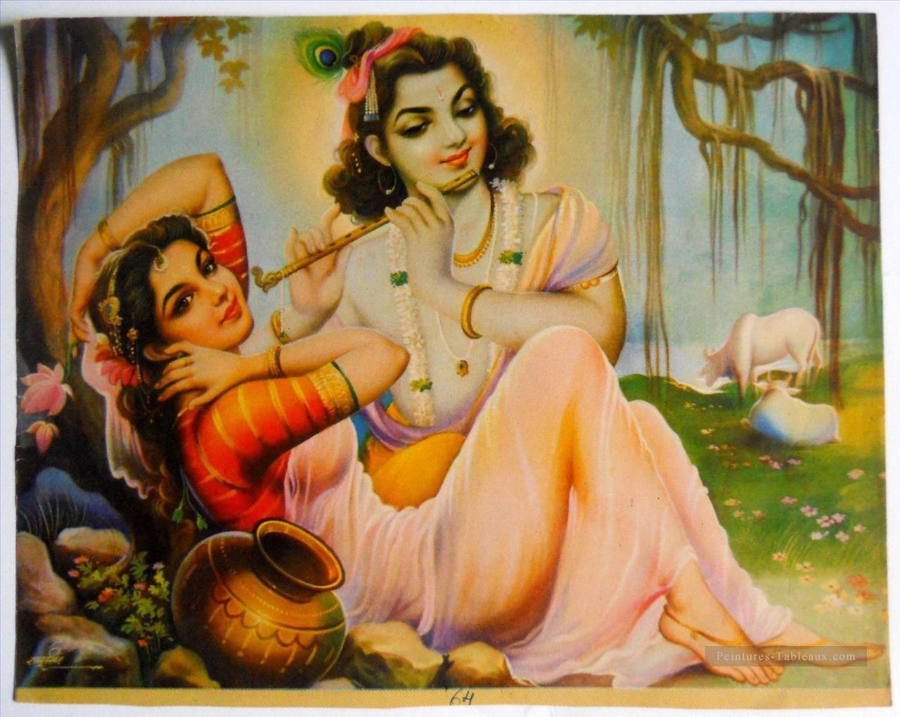 Radha Krishna 42 hindouisme Peintures à l'huile